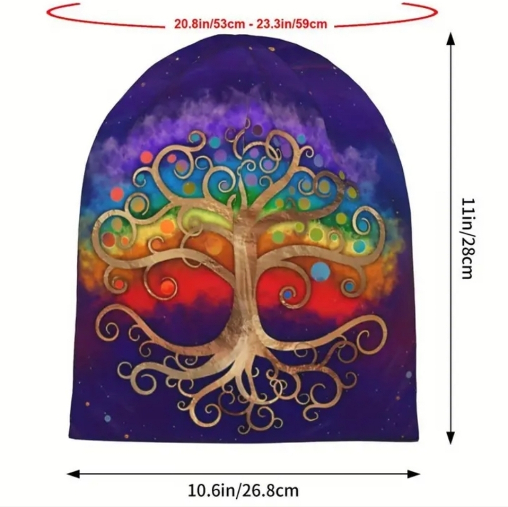 Colorful Tree of Life Slouch Beanie - Picture 5 of 8